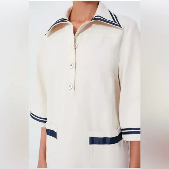 NWT Tuckernuck Pomander Place Hart Shirt Dress Mini Gardenia Tan Blue Large New - Picture 4 of 12